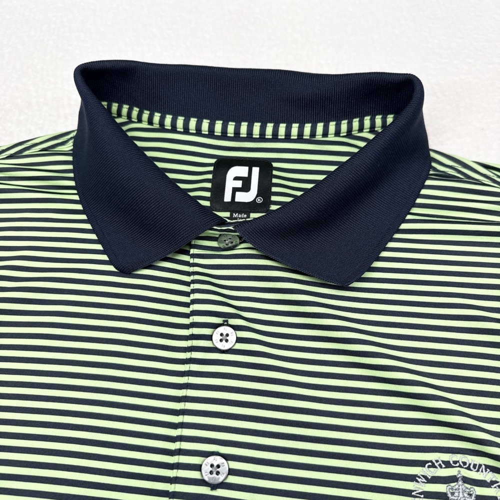 Greenwich Country Club Golf Polo Shirt Mens Size XL Green Blue Striped FootJoy - Picture 4 of 9